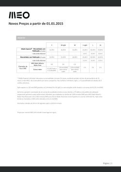 Novos Preços e Condições a partir de 01.01.2015