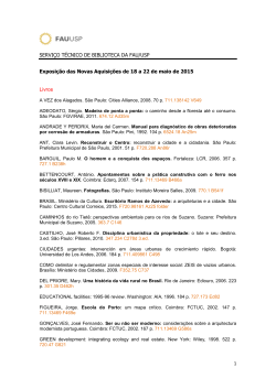 1 SERVIÇO TÉCNICO DE BIBLIOTECA DA FAU/USP Exposição